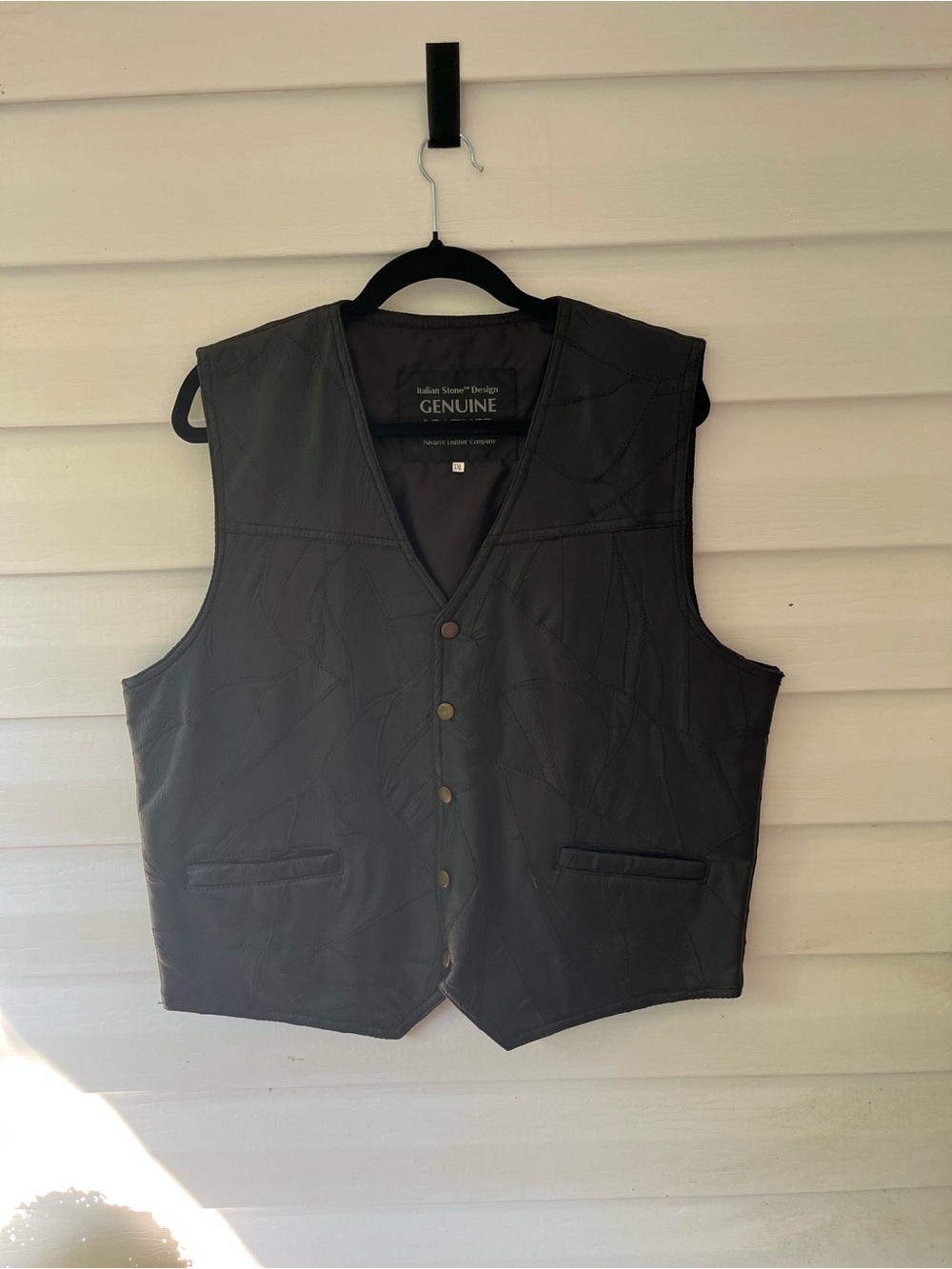 Leather Motorcycle Riding Men's Vest - Black Great condition XXL